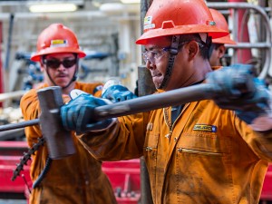 A construction worker at La Muralla IV exploration oil rig, operated by Mexican company Grupo R. Energy is a sector being used by the Mexican Government to attract investment